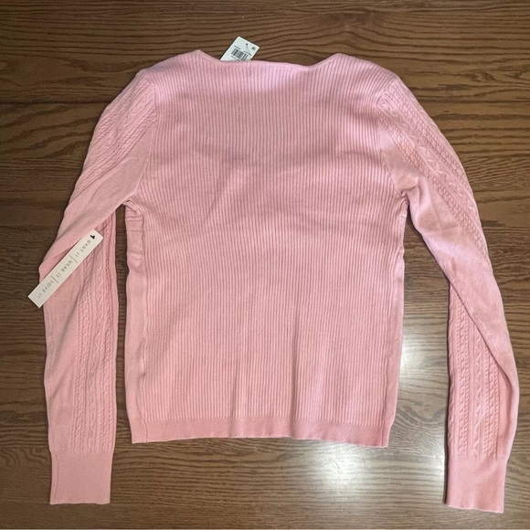 Crave Fame Sweater Sizes L & XL Junior Pink Soft Cable Knit Ribbed Stretchy New - Picture 5 of 13